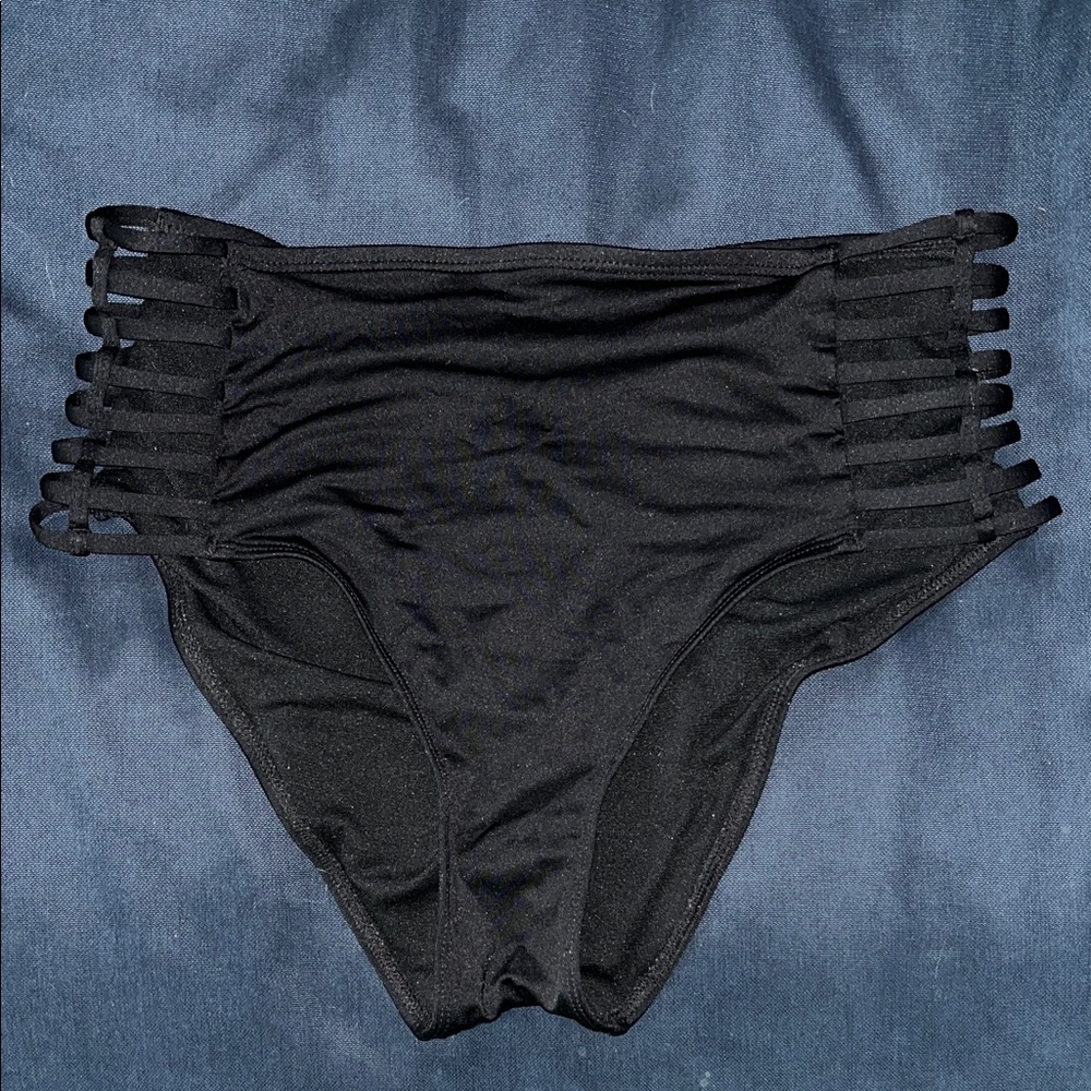 Black Strappy Cut Out Bikini Bottom